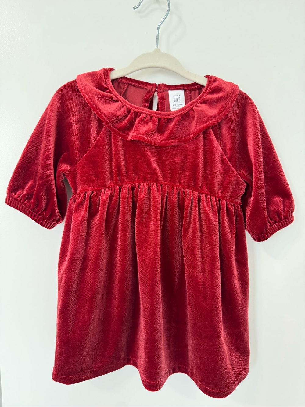 Baby Gap Red Velvet Ruffle Holiday Dress 6-12M